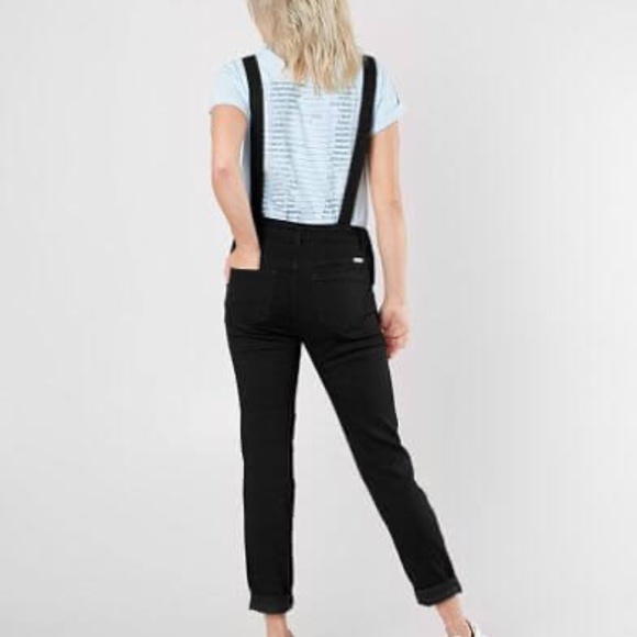 Kancan Black Mid-Rise Stretch Cuffed Overalls - Picture 2 of 12